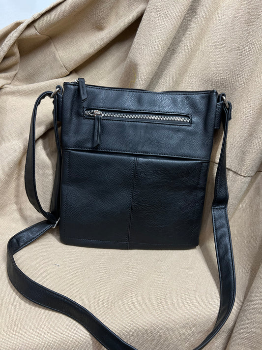 Tri Compartment Crossbody Bag - Black