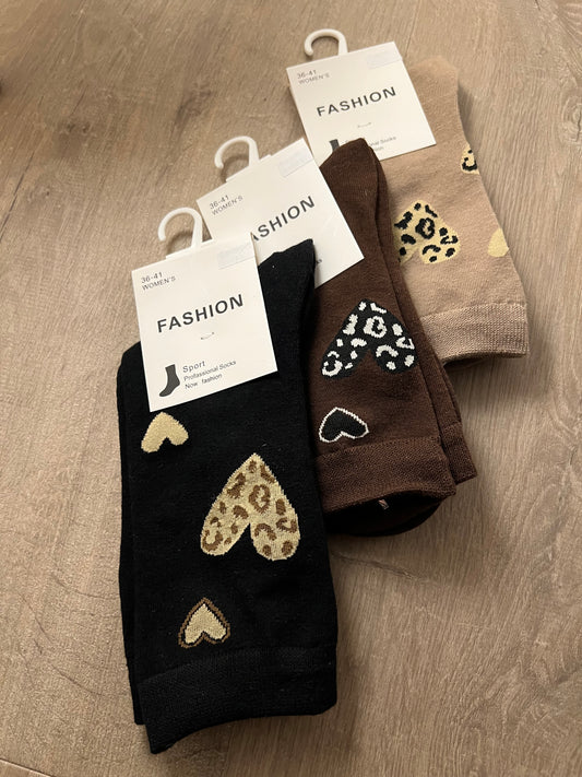 Leopard Heart Socks