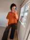 Cotton Ruffle Trim Top - Rust
