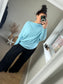 Asymmetric Drape Jumper - Blue