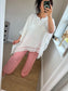 Cotton Stripe Trousers - Coral