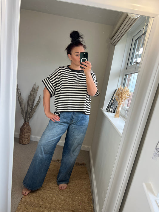 Fine Knit Stripe Top - Chocolate