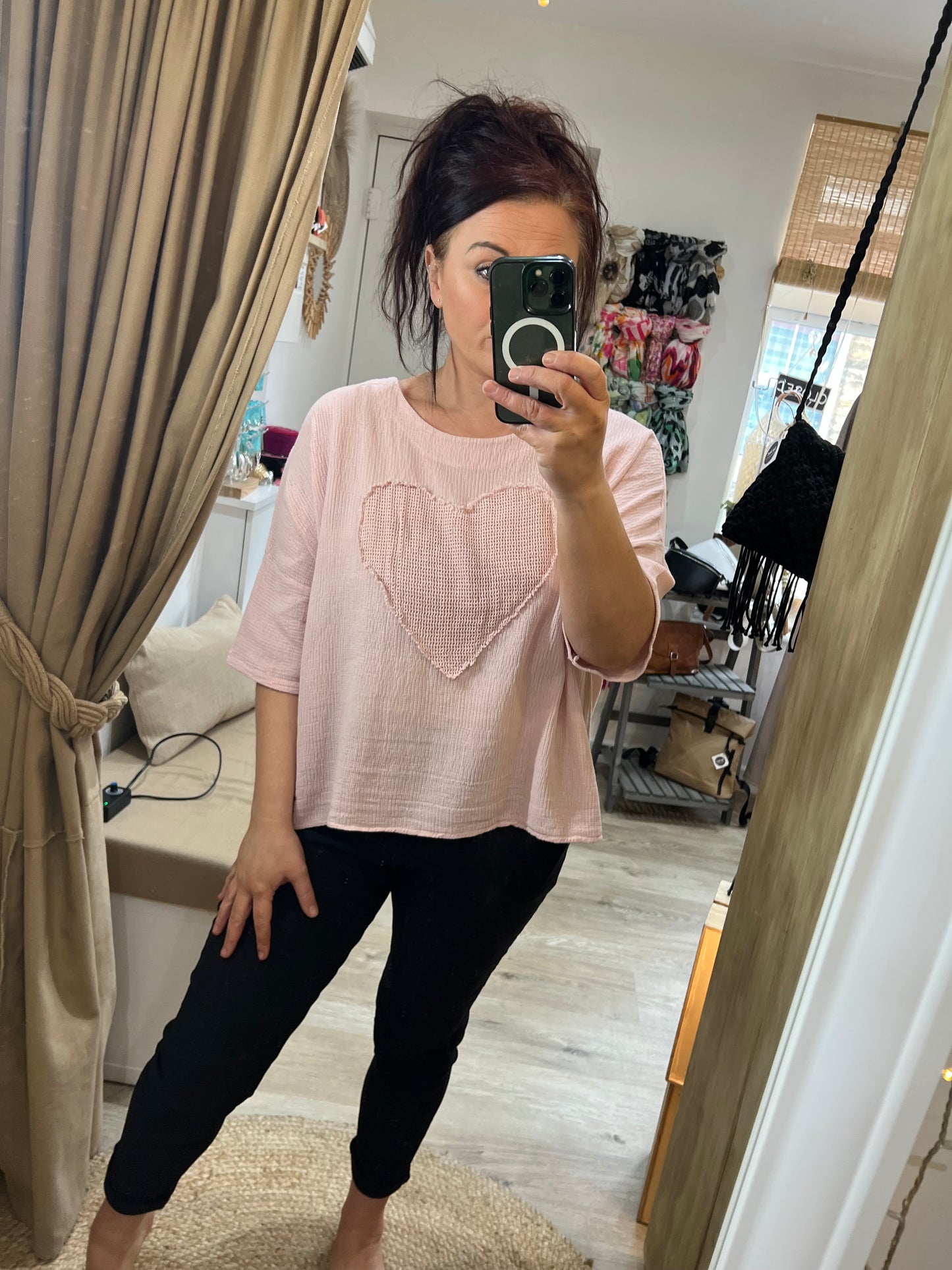 Waffle Heart Top - Pink