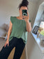 Ruffle Sleeve Top - Khaki