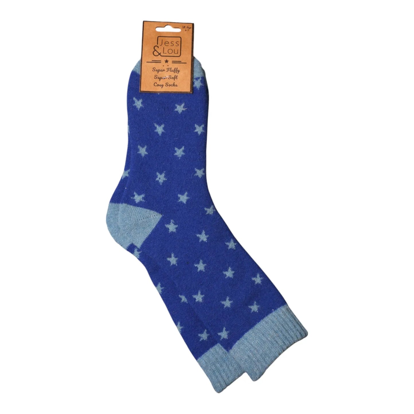 Jess & Lou Cozy Ribbed Socks - Star Cobalt