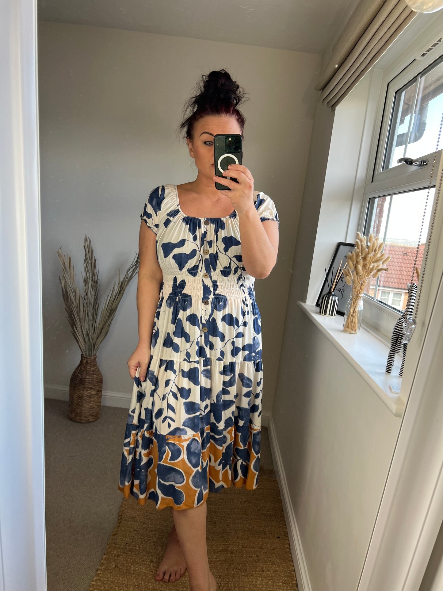 STEVIE Midi Button Dress - Bold Flowers