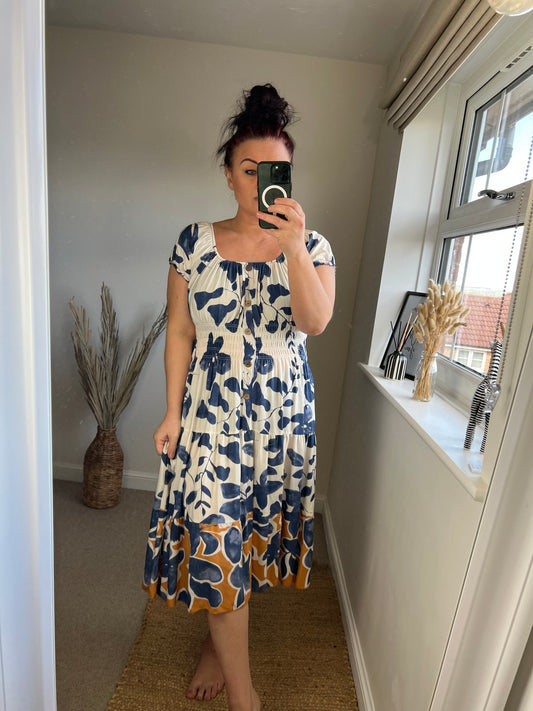 STEVIE Midi Button Dress - Bold Flowers