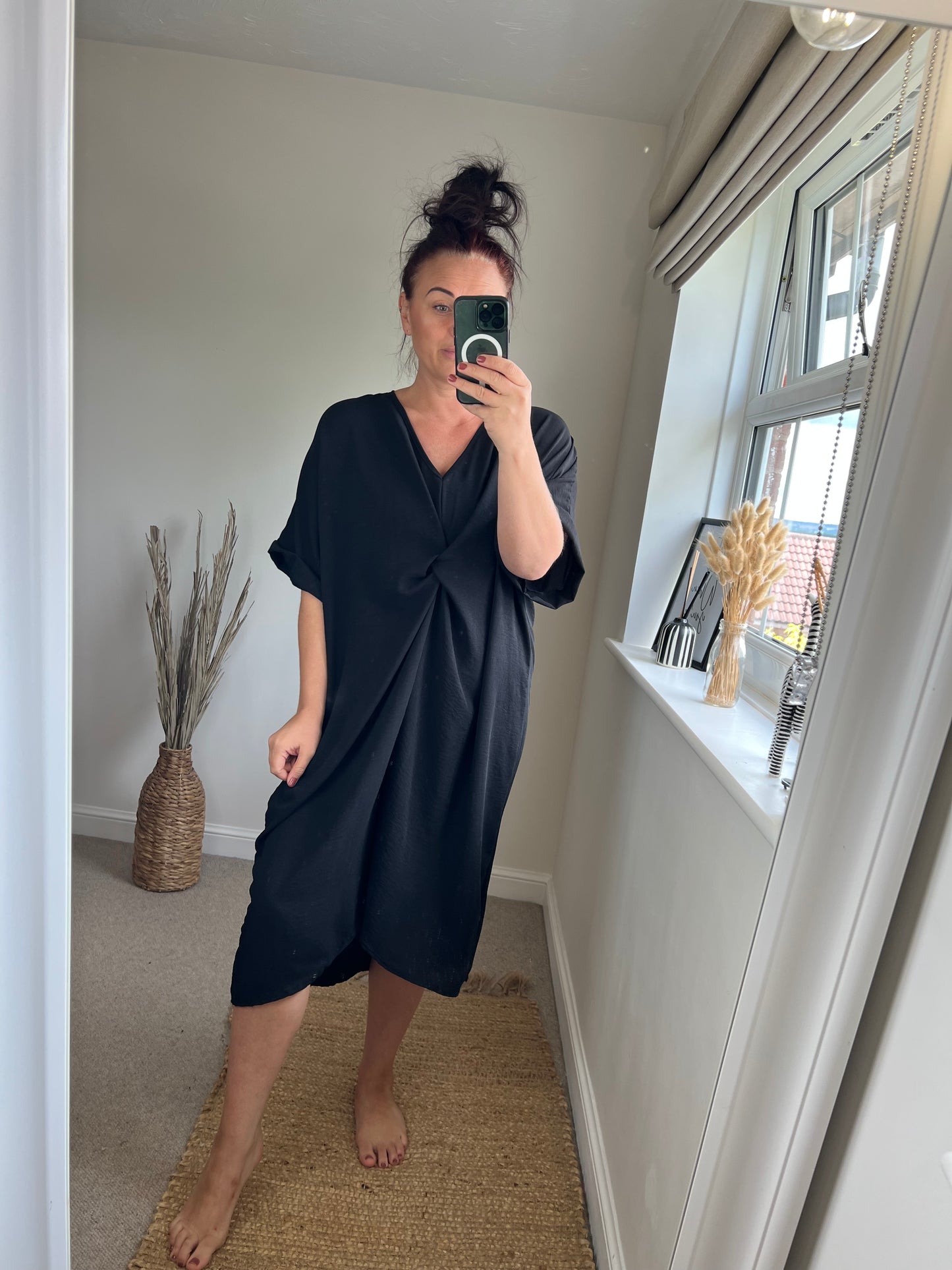 Twist Front Dress - Black