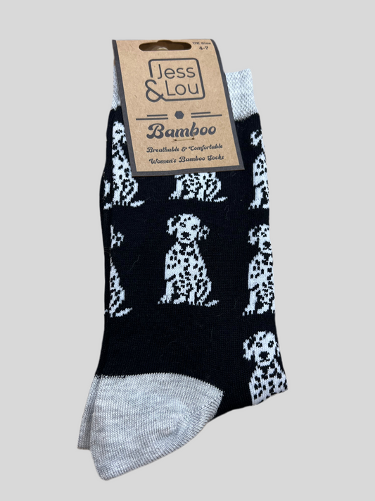 Jess & Lou Bamboo Socks - Dalmatian Black