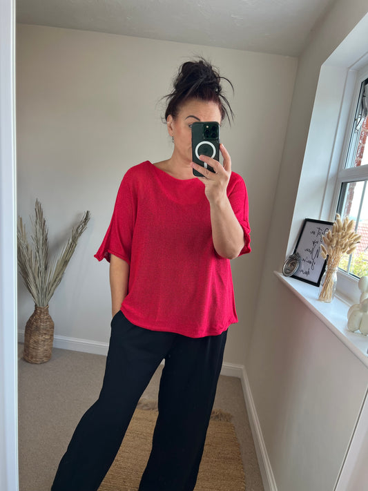 Fine Knit Top - Red