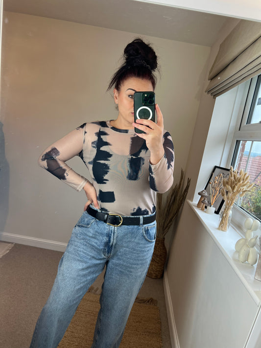 Mesh Long Sleeve Top - Tie Dye