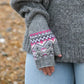 Fair Isle Fingerless Gloves - Grey