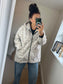 Hooded Embroidered Jacket - Beige
