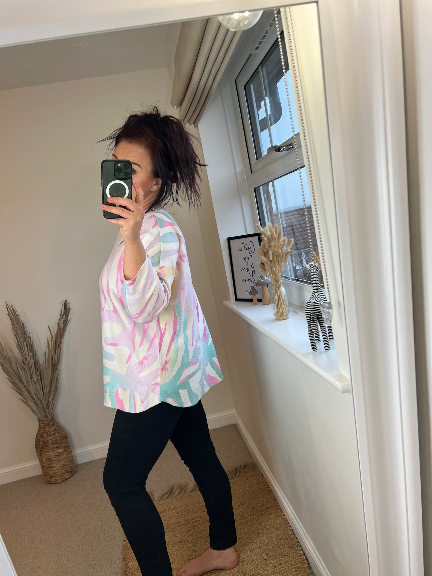 Animal Print Fine Knit Jumper - Pink