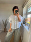 Ruffle Sleeve Smock Shirt - White