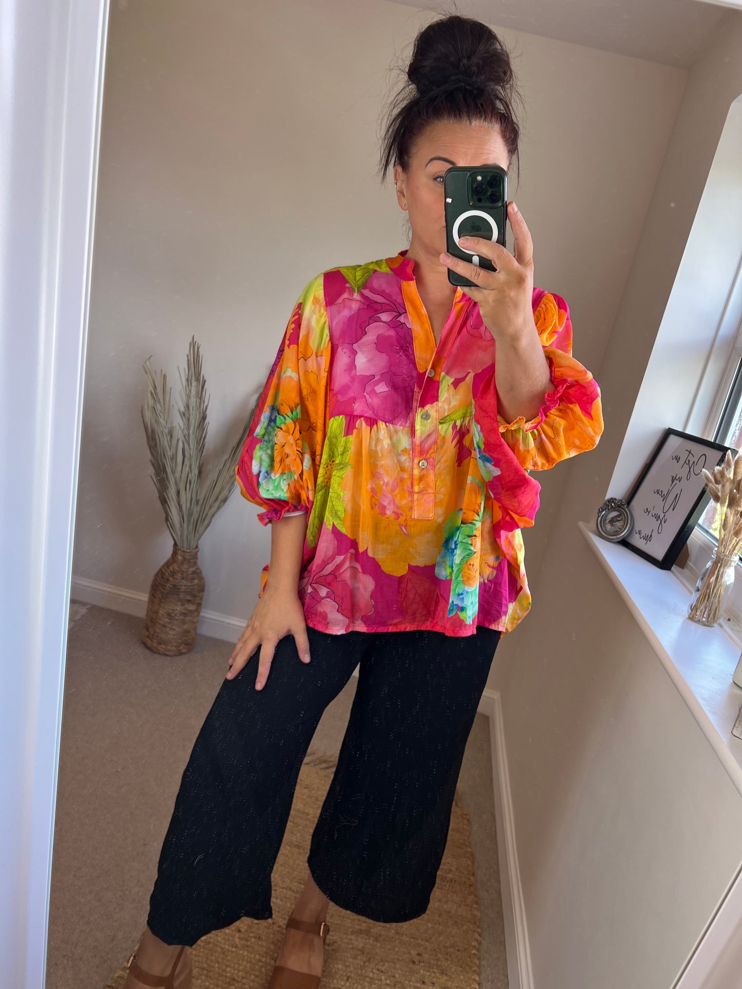 Bright Puff Sleeve Blouse
