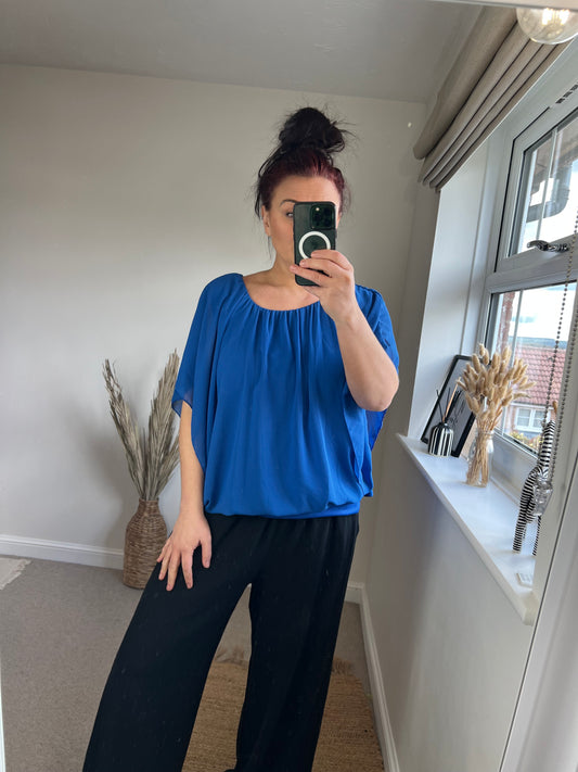 Batwing Double Layer Top - Cobalt