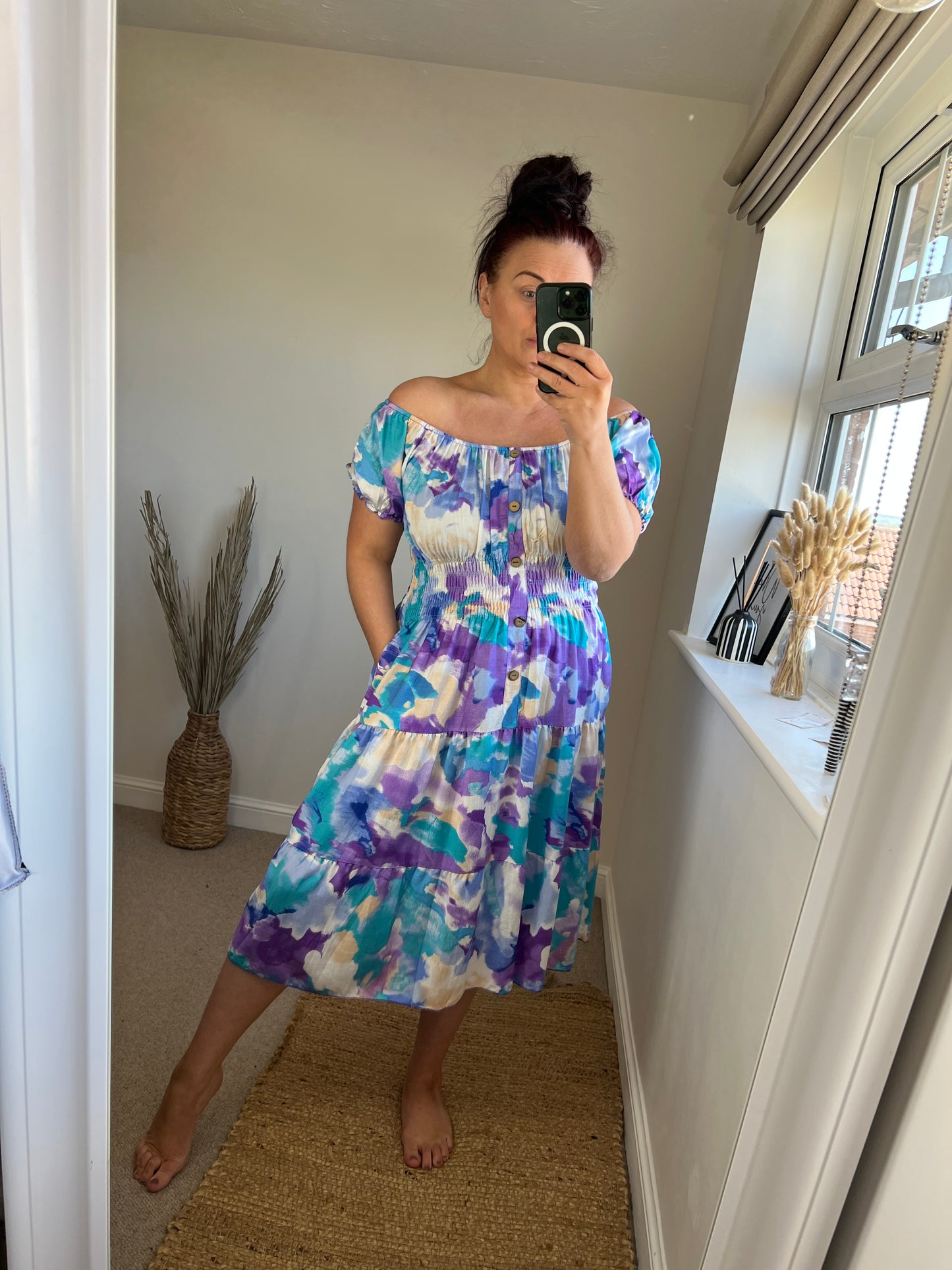 STEVIE Midi Button Dress - Purple