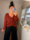 Chunky Knit Wrap Jumper - Rust