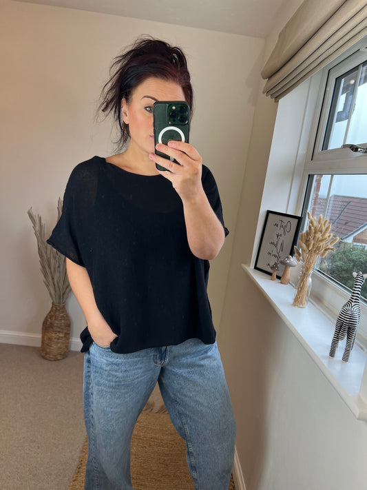 Fine Knit Top - Black