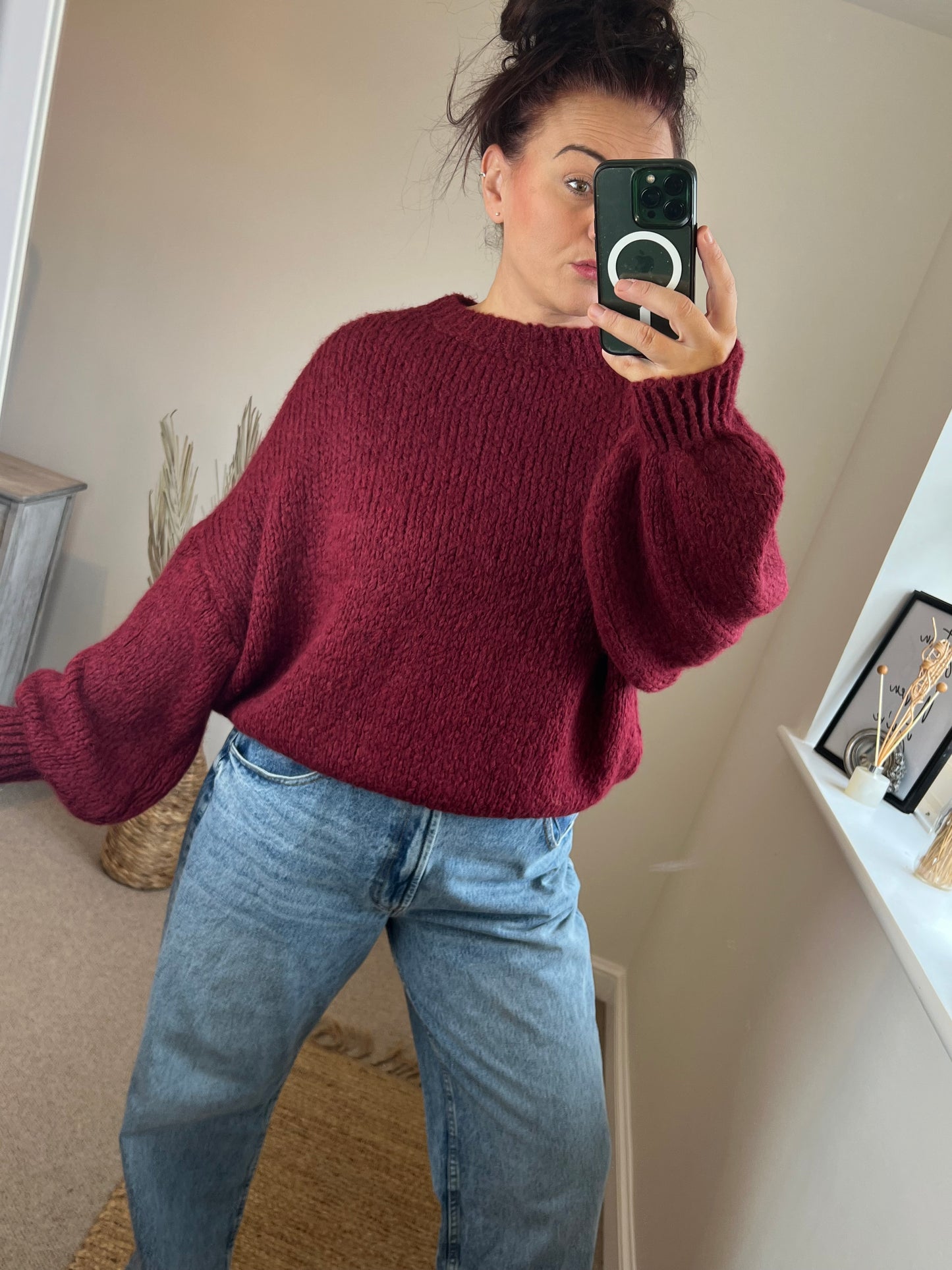 Crew Neck Jumper - Wine