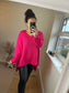 Chunky Knit Hi Low Jumper - Cerise