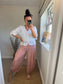 Barrel Leg Linen Trouser - Dusty Pink