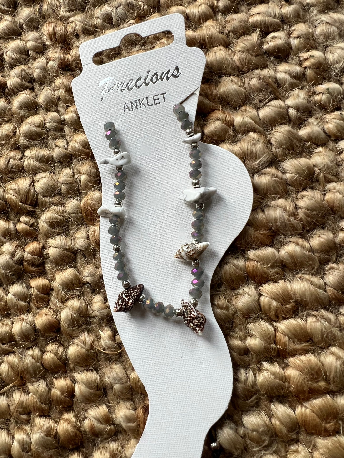 Adjustable Anklet Bracelet - Shell Grey