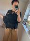 Crochet Top with Vest Top - Black