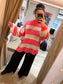 Chunky Stripe Jumper - Coral