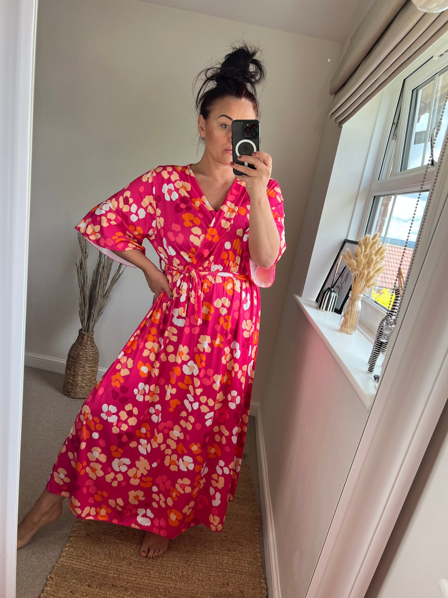 Belted Leopard Dress - Cerise
