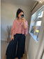 Waffle Button Top - Dusky Pink