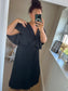 Pleated Cape Dress - Black