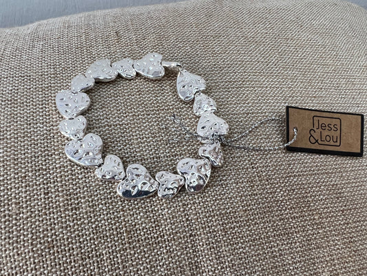Jess & Lou Silver Plated Hammered Heart Bracelet