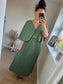 Pleated Cape Dress - Khaki