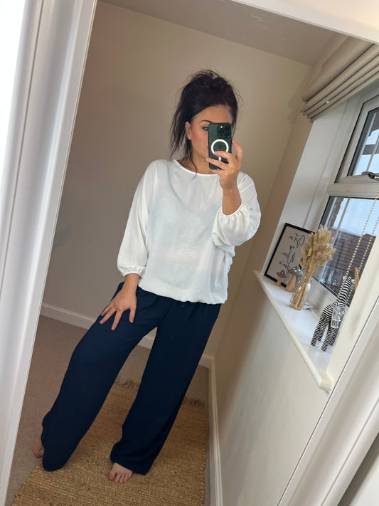 Bubble Hem Top - White