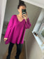 Soft Knit V Jumper - Magenta