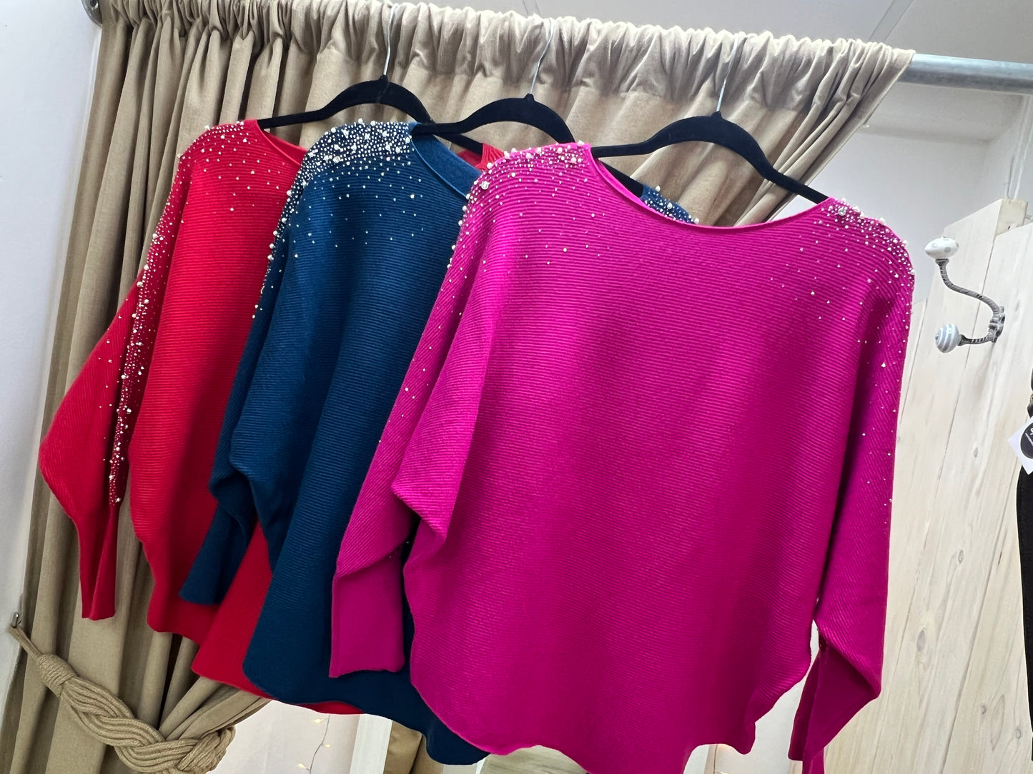 Embellished Sleeve Ribbed Jumper