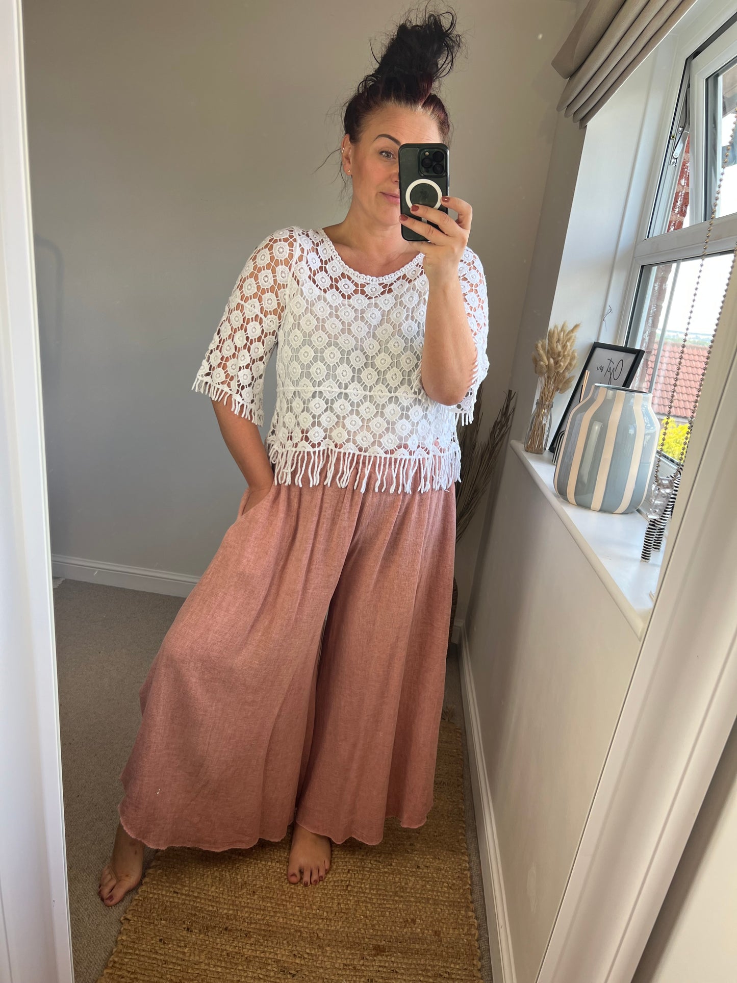 Crochet Tassel Top - White