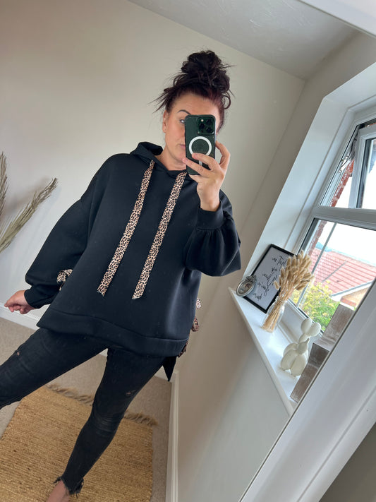 Leopard Hoodie - Black