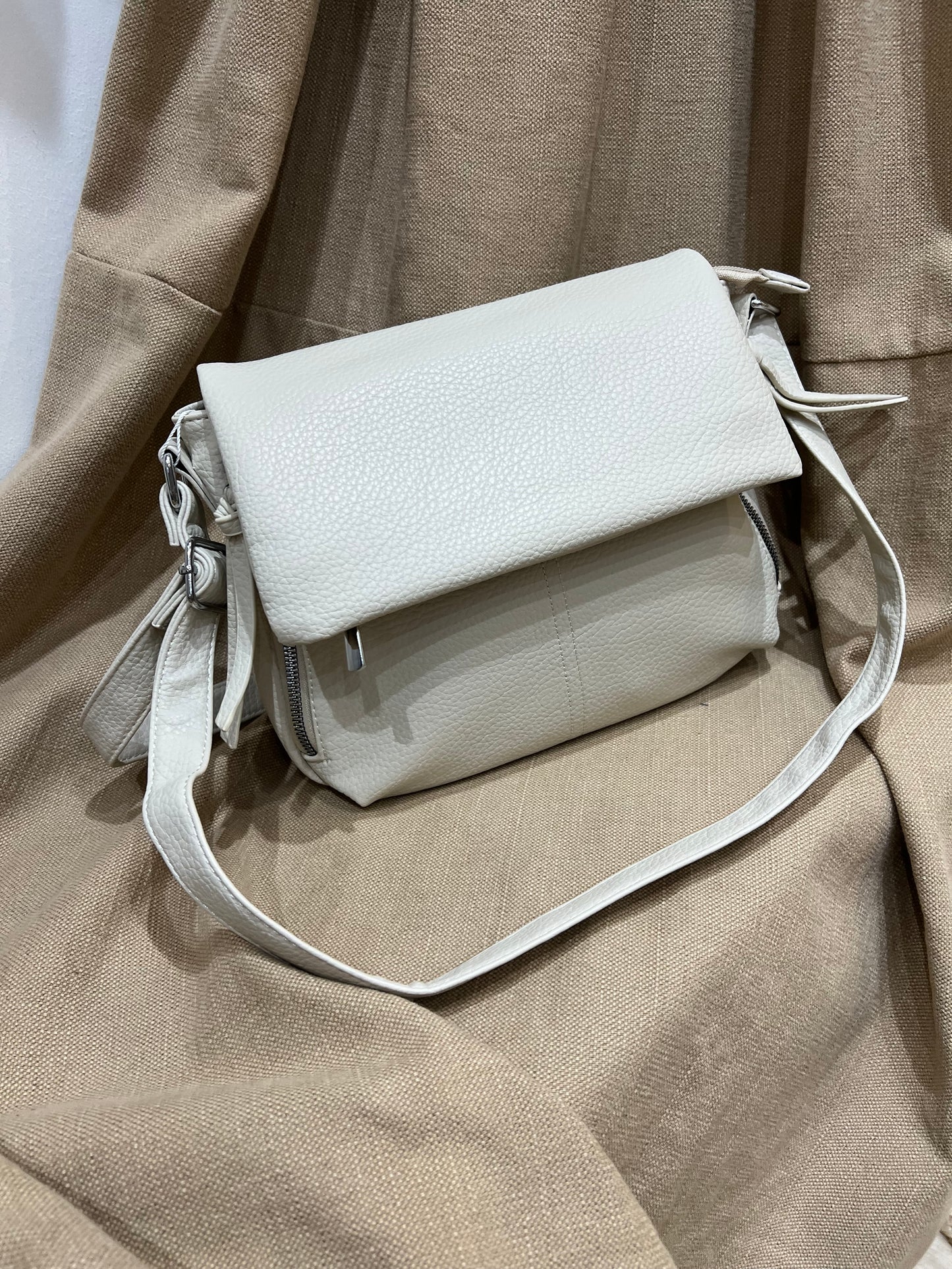 Fold Over Crossbody Bag - Cream