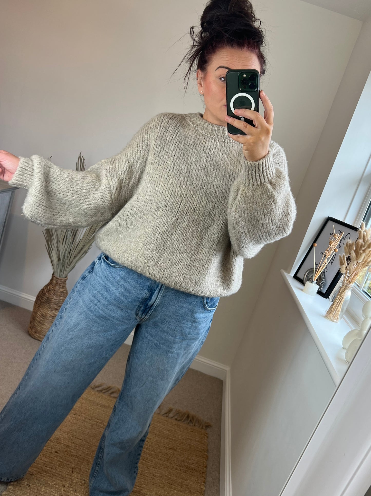 Crew Neck Jumper - Beige