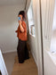 Cotton Ruffle Trim Top - Rust