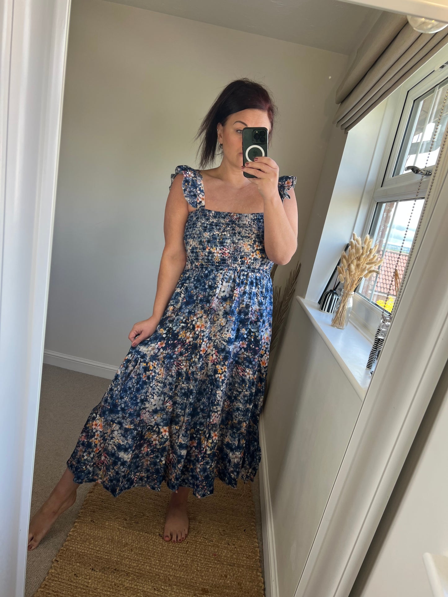 Ditsy Floral Midi Dress - Navy