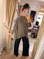 Ribbed Asymmetrical Jumper - Mocha
