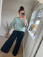Wide Leg Linen Trousers - Black