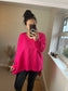 Chunky Knit Hi Low Jumper - Cerise