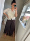 Split Front Wrap Trousers - Chocolate