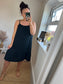 Crinkle Cotton Sun Dress - Black
