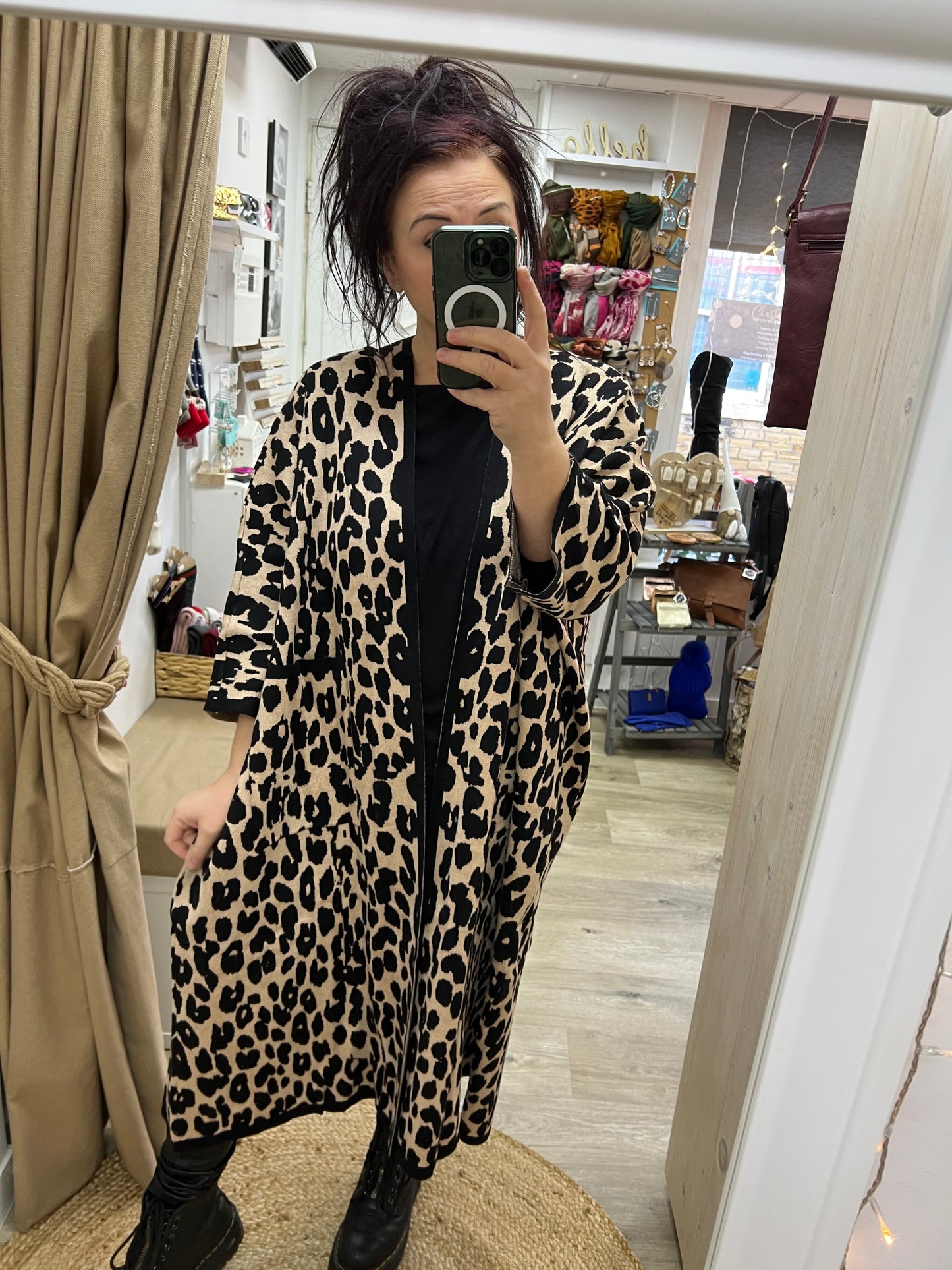 Long Leopard Print Cardigan